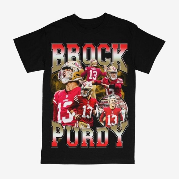 Olin D Tops - Brock Purdy San Francisco 49ers Football Black Graphic T-Shirt NFL Fan Collector